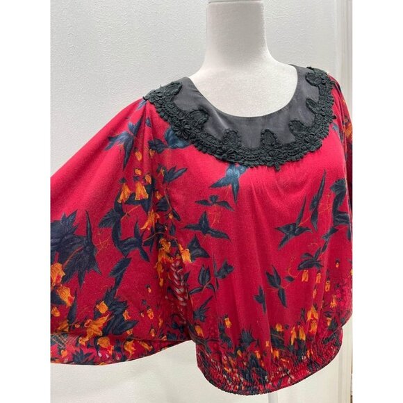 Sweet by Miss Mee red floral blouse size small - Picture 2 of 10